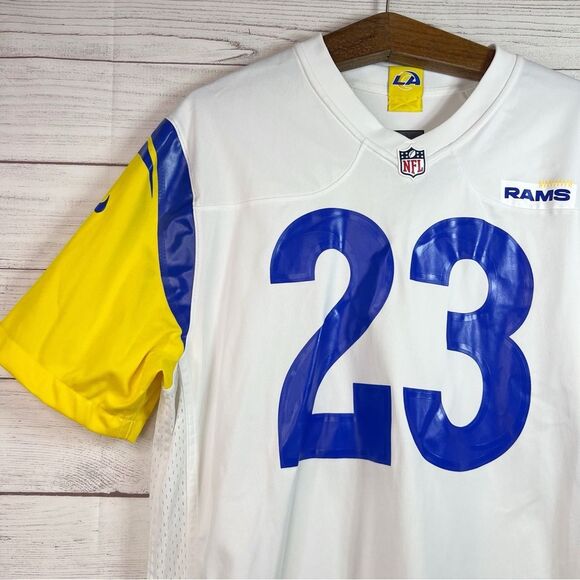 Nike on Field Los Angeles Rams Cam Akers 23 NFL Jersey White Blue Yellow Size XL - Picture 3 of 10